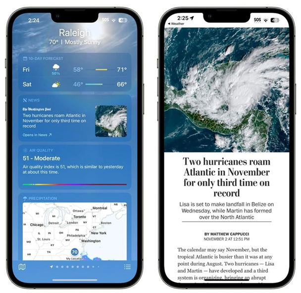 马村苹果14维修分享iPhone 14手机如何看天气时顺带看新闻 
