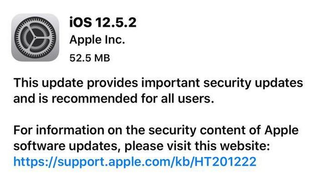 马村苹果手机维修分享iOS12.5.2发布，建议所有老苹果用户安装 